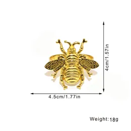 6pcs Gold Napkin Ring Metal Bumblebee Napkin Anéis