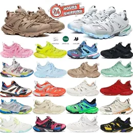 Direkt fabriksförsäljningsdesigner Mens och Womens Casual Shoes Track 3 3.0 Triple White Black Track Sneakers Goma Leather Training Printed Men and Women Outdoor Sneak