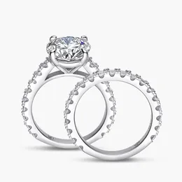 3Carat Full Moissanite Row Rings Set GRA Certified Four Claw D Color Diamond Bridal Ring Band Band For Women Kutpf