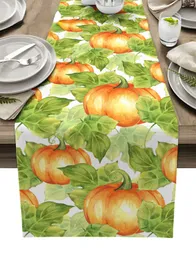 Thanksgiving Pumpkin Leafy Linen Table Runners Wedding Party Decor Accessories Vintage Decor Dining Table Accessories