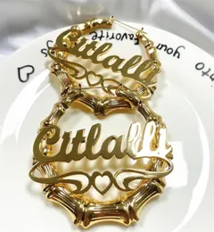 Custom Bambusohrringe Hoop Acryl personalisieren Name Ohrringe Personalisierung Schmuck Modenschau Charming Ohrringe Gold Geschenk 2009238318929