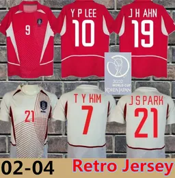 2002 Южная Корея Ретро футбольные майки 02 04 C G Song Ahn Jung-Hwan Y P Lee M B Hong Park Ji-Sung T y Kim Home Away Vintage Classic Football Fork