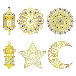 6pcs Eid Mubarak Spirale Garland islamico Muslim Gold Swirl Eid Pendants Bunting Hajj Mubarak Festival Festival Ramadan Home Decor