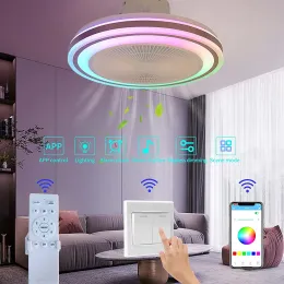 50 cm Deckenventilator mit LED Light Fernbedienung Smart Bluetooth Lautsprecher Kronleuchter 6 Geschwindigkeitskühlung für Wohnzimmerbeleuchtung zu Hause