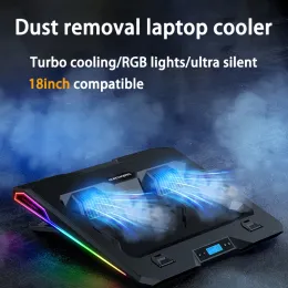 패드 RGB 게임 노트북 쿨러 조절 식 노트북 라디에이터 스탠드 음소거 3000 rpm 강력한 공기 흐름 냉각 패드 1217 인치 노트북.