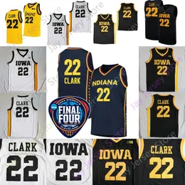 2024 Final Four Jerseys Indiana Caitlin Clark 4 여자 대학 농구 아이오와 Hawkeyes 22 Jersey NCAA Black Yellow White Navy Men Youth All Ed