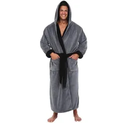 Men039s Sleepwear Plus Size Winter Ongeded Thallshed Plush Shawl Bathrobe Homewear Cless Male Solid Color Long -Sleeved Robe Coat Wit4520811