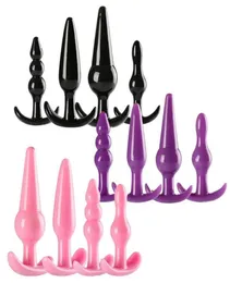 4PCSSet Silcione Anal Toys Butt Plugs Anal Dildo Anal Sex Toys Adult Products For Women och Men4772237