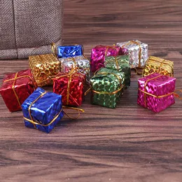 12pcs/bolsa ARNINAMENTOS DE ÁRVORA DE NATAL CAIXA DE GREST BRIPLENTE PENENTES DE PENENTES DE PENENTES DE FESTO DE FESTO DE CASA 2023 Ano Novo Presente Noel Navidad