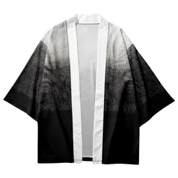 Japanische schwarze weiße gradientendruck kimono sommer casual Beach strandige yukata Frauen Männer Cosplay Haori Top Asian Kleidung