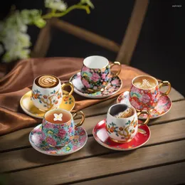 Tassen Emaille Keramik Kaffee Tee Tasse und Untertassen -Kreativbecher Tassen