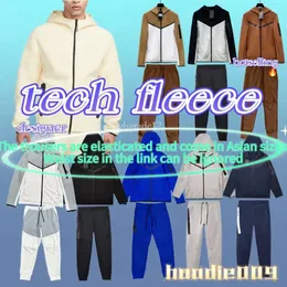 Teknisk fleece designer herrkvinna byxor män full-zip hoodie sweatpants windrunner sportkläder jacka reflekterande midja sladd ficka tejp träning hög kvalitet