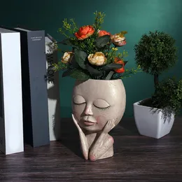 Large Flower Pot Silicone Molds DIY Big Head Doll Planter Epoxy Casting Mold for Handmade Craft Casting Succulent Plant Craft