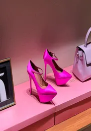 Amina Muaddi Yigit Silksatin Platform Pumps Shoes Stileetto High Heels Powy Toe Women Dress Shoe Evening Adgationable Ankle2397014