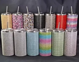 20 uncji 600 ml biżuteria kubka słomiana butelka Rhinestone butelka Sippy Puchar Szkło podróżne 188 Odkurzacz ze stali nierdzewnej Izolowany 8171217