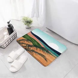 Tappetini da bagno creativo paesaggio paesaggio del bagno del bagno astratto linee geometriche di pianta foglia foglia flanella flanella anti -slip tappeti igienici