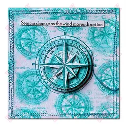 Tydliga frimärken Wise Owl Compass Forest Flower Branch Key Metal Cut Diy Scrapbook Envelope gratulationskort Dekorativ prägling