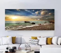 Målningar naturliga landskap affisch himmel havs solupphängning tryckt på duk heminredning väggkonst bilder för vardagsrum dropp de9435504