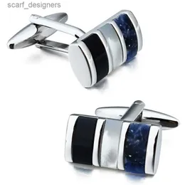 Cuff Links Charming Mother of Pearl Cufflinks for Men Trendy Natural Stone Mens French Shirt Cuff Button Best Gift for Gentleman Y240411