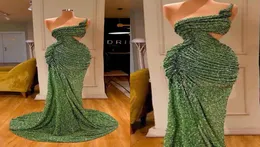 2020 Glitter Mermaid Evening Dresses Squins Lace One Shouther Sweep Train 형식 파티 가운 맞춤형 긴 무도회 드레스 7676536