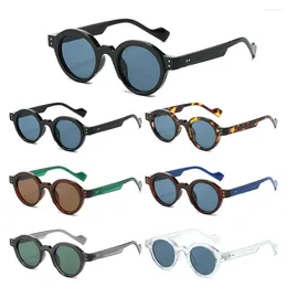 Óculos de sol Double Color Round Trending Rivets Decoração UV400 Retro Sol Glasses Lens Clear Y2K For Mulheres