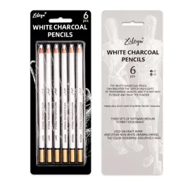 6 pezzi Schizzo White Charcoal Penna Soft Sketch White Pencil Artist Student Art Drawing Drawing Hook Line Penna