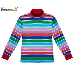 Halloween Costume for Men Scary Nightmare Killer Doll Wanna Play Movie Character Colorful Stripe T-Shirt Chucky Doll Costume