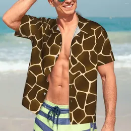 Herren lässige Hemden Sommerhemd Strand Giraffe Hautdruck Blusen Wildtier lose Männer Kurzarm Streetstyle Kleidung