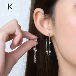 Dangle Earrings 3mm Round Bubble Moissanite Drop 925 Sterling Silver Plated 18k Gold Tassel Earwire Stud Earring For Women Jewelry