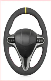 Copertina di volante per cucire a mano in pelle scamosciata nera per Honda Civic Civic 8 2006 2007 20082010 2011 Accessori 3Spoke5991329
