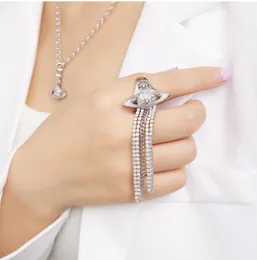 Zircon borla anel de temperamento oeste rainha-rainha feminina anéis Saturno cheio de diamantes de zircão de zircão de gorjeta de gorjeta de gorjeta
