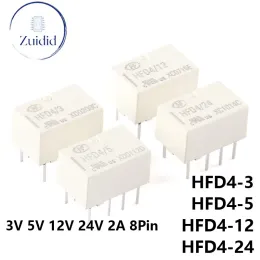 5/1pcs 신호 릴레이 HFD4 HFD4-3 HFD4-5 HFD4-12 HFD4-24 DC 3V 5V 12V 24V 3VDC 5VDC 12VDC 24VDC 2A 8PIN HFD4/5 HFD4/12 RELAYS