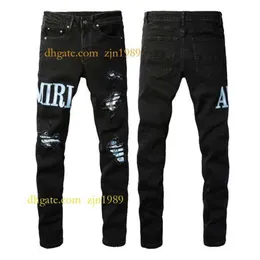 Amirir Jeans 디자이너 청바지 바지 Purple Jeans Skinny Ripped Biker 슬림 스트레이트 스키니 바지 디자이너 스택 패션 남성 트렌드 브랜드 빈티지 Pant Mens