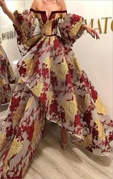 Robe de Soiree Lasting African Brocade кружевное платье для выпускного выпускного вечера 2021 из плеча Африканских вечерних платьев Sparkly Party Wear6136551