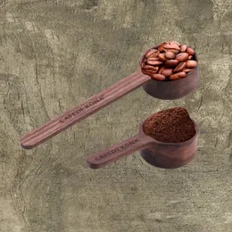 Kaffescoops 1 st naturlig valnötskopa 8g/10g kort/långt handtag mätskedar bönpulver för barista