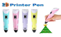 Andra generationens 3D -skrivare penna DIY 3 Packs PLA Filament Arts 3D Pen Ritning Creative Gift For Kids Design Målning USB CABLE CHA2199828