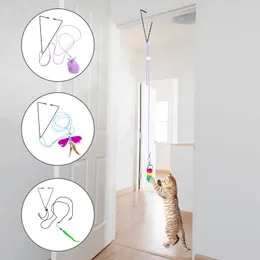 Hängande klipp dörr katt leksak interaktiv katt leksak själv-hi hängande dörr elastisk rolig plysch mus juguetes para gatos gatti giochi