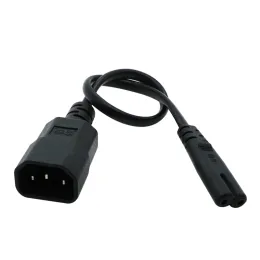 IEC 320 C14 3pin Plugue masculino para Figura 8 C7 Cabo do adaptador de energia feminina IEC C13 a C8 Cordão de trocador 0,2/0,3m/0,6m/1m/2m 2.5a