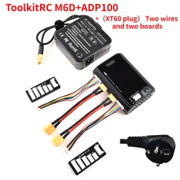 Drones Toolkitrc M6d 500w 15a DC Dual Channel Mini Smart Charger Discrger for 16S Lipo Battery RC FPV Drone أو مع ADP100