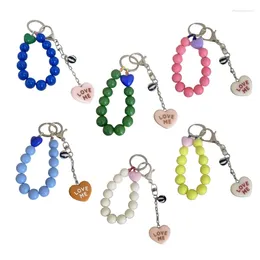 Keychains Candy Color Pärledhänge för mobiltelefon handgjorda telefoner av färgglada pärlor hjärtknapp Korean nyckelring 28TF