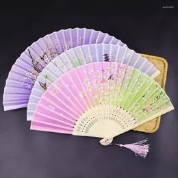 Декоративные фигурки китайский японский складной вентилятор деревянный хвосток классический танец высококачественный кисточка элегантный женский ремесленный подарок