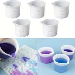 5st Set 50 ml Silikon Mätskoppverktyg Rund silikon Mögel klar examen Epoxy Split Cup Diy för gjutning Harts mögelkonst KI