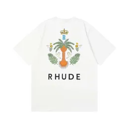 Üst işçilik rhude erkek tişörtleri yaz moda tasarımcısı tshirts sokak gündelik kısa kollu plaj tarzı rhude tees pamuk baskı rhude gömlek tişörtleri