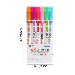 Art Stationery Highlighters Curve Line Marker Double Head Double Formas Marcadores Integrados Curve Pen Highlighter Pen