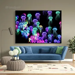 Marine Organismus Bunte Jellyfish Art Poster Drucke Hd Leinwand Malerei schöne Quallen Wandkunst Bild Wohnzimmer Dekor Dekor