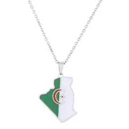 Algeria Map Pendant Necklace Metal Country Territory Chain Patriotic Couple Ethnic Popular Personality Accessory Dropship