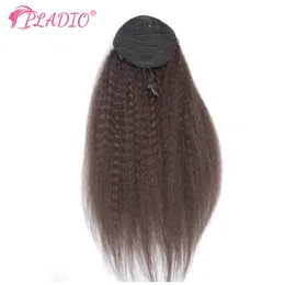 Pladio Kinky Straight DrawString Ponytail Extensions 인간 머리 90-120 그램 곱슬 포니 테일 아프로 클립 리미 헤어 확장