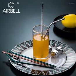 Drinking Straws AIRBELL Metal Straw Reusable Bar Accessories Bubble Tea Boba Stainless Steel Milkshake Cocktail Drinkware Bulbs Tools