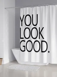 Enkel bokstav svart vit dusch gardiner design badrum gardin nordisk heminredning badrum tillbehör badskärm med krokar