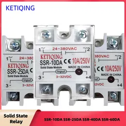 Solid State Relay Module SSR-10DA SSR-25DA SSR-40DA SSR-60DA SSR-80DA SSR-100DA 10A 25A 40A 60A 3-32VDC 24-380VAC Hög kvalitet